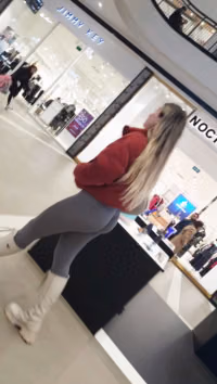 white boots mall grey leggings.mp4