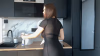 [4K] Transparent Cleaning： A Spotless Kitchen ｜ Cleaning in a No Bra black dress! ｜ Try-On Haul [1mJiE8kr0Gc].webm
