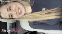 hot blonde enjoys breakfast in the car riding until she gets some warm milk.mp4