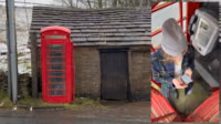 Cumming hard in public red telephone box with Lush remote controlled vibrator in English countryside.mp4